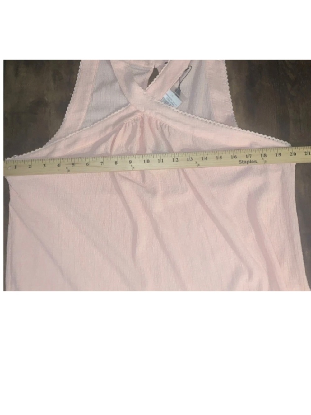 🪢 Cable & Gauge Peach Halter Top Cross Front Flowy Boho Feminine Summer NWT L - Picture 11 of 14